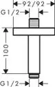 Deckenanschluss mit quadratischer Form und Gewinde, in Chromoptik. Teil eines AXOR Duschsystems zur Montage an Decken oder Wänden.
